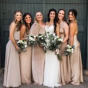 Worn once. Beautiful champagne maxi sparkly dress